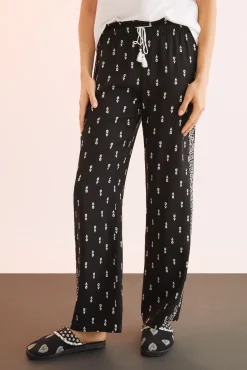 Pantalon Viscosa Estampado Blanco Y Negro