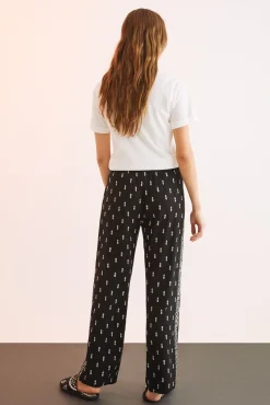 Pantalon Viscosa Estampado Blanco Y Negro