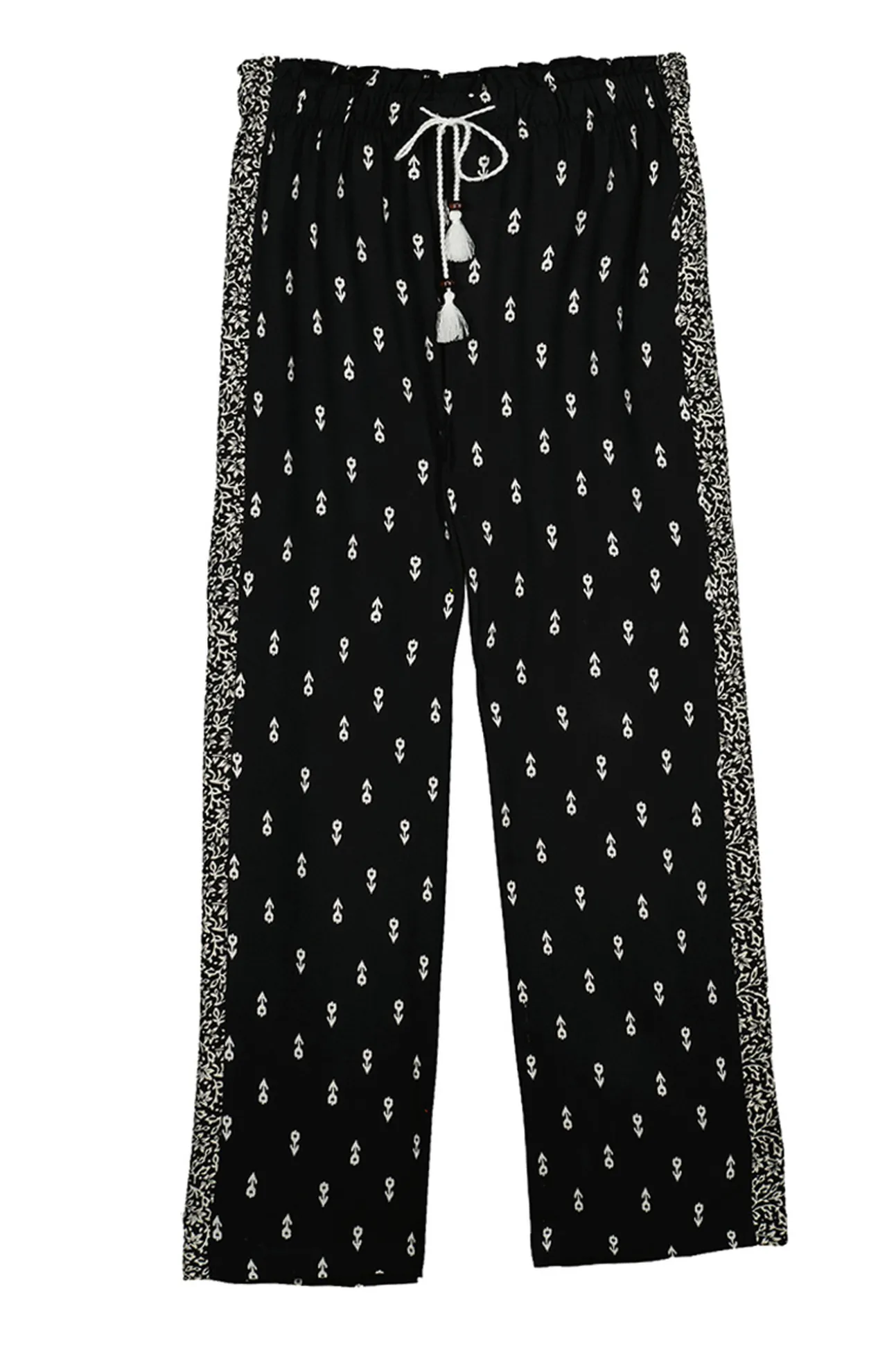 Pantalon Viscosa Estampado Blanco Y Negro
