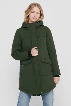 Parka 3/4 Bolsillos Con Capucha