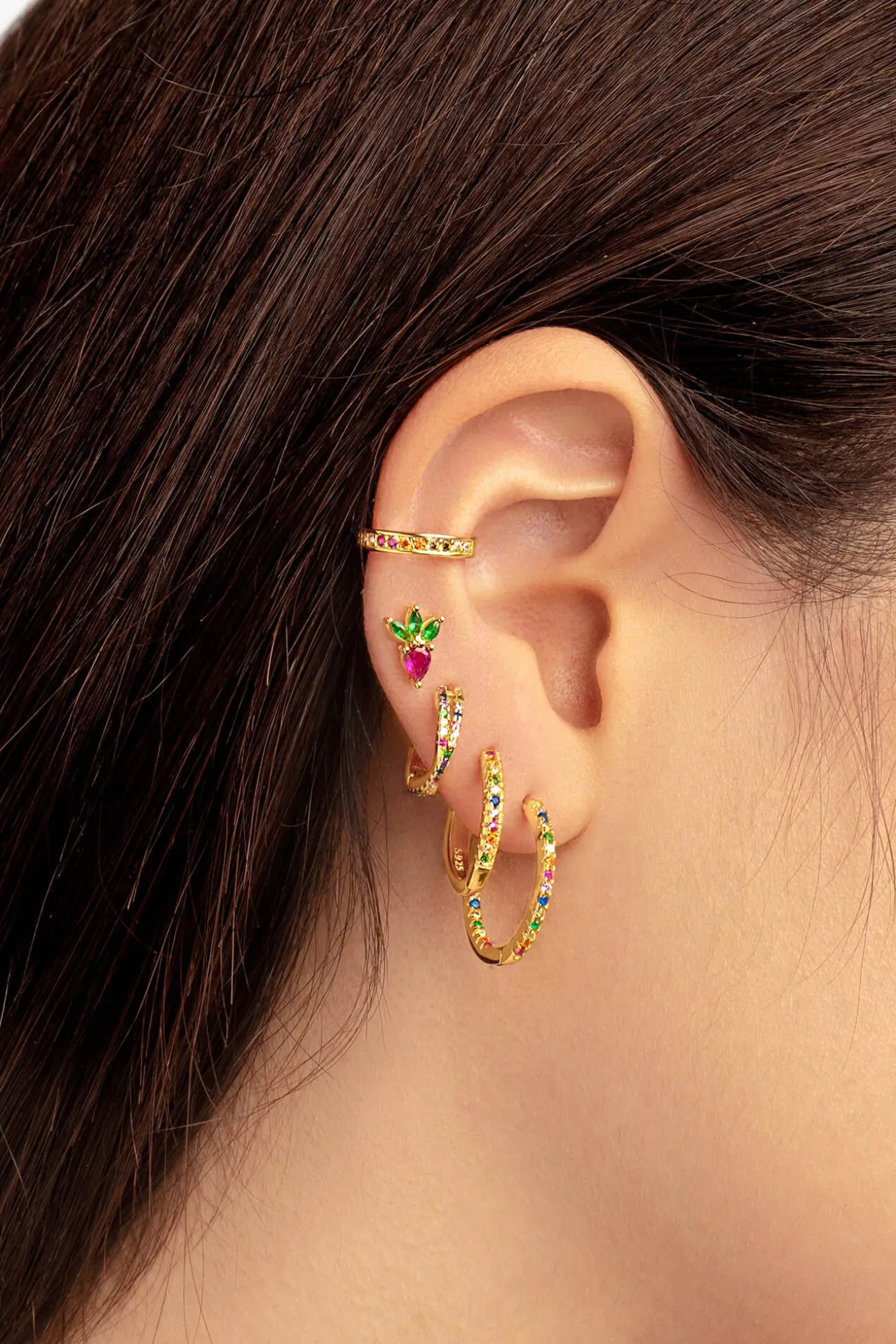 Pendiente Suelto Ear Cuff Cleo Colors Oro