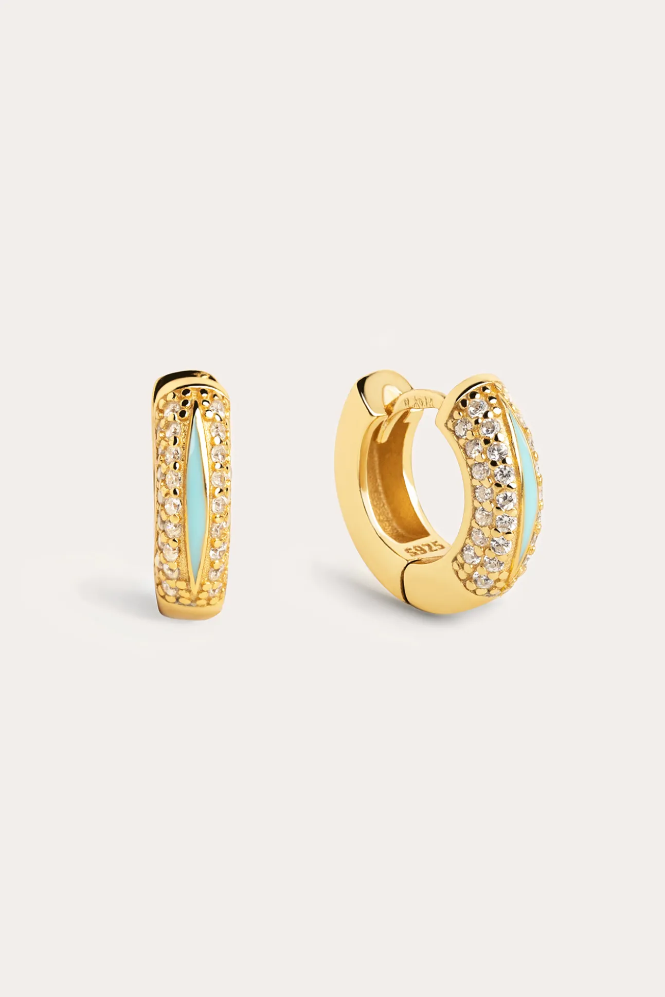 Pendientes Aro Bold Sky Enamel Oro