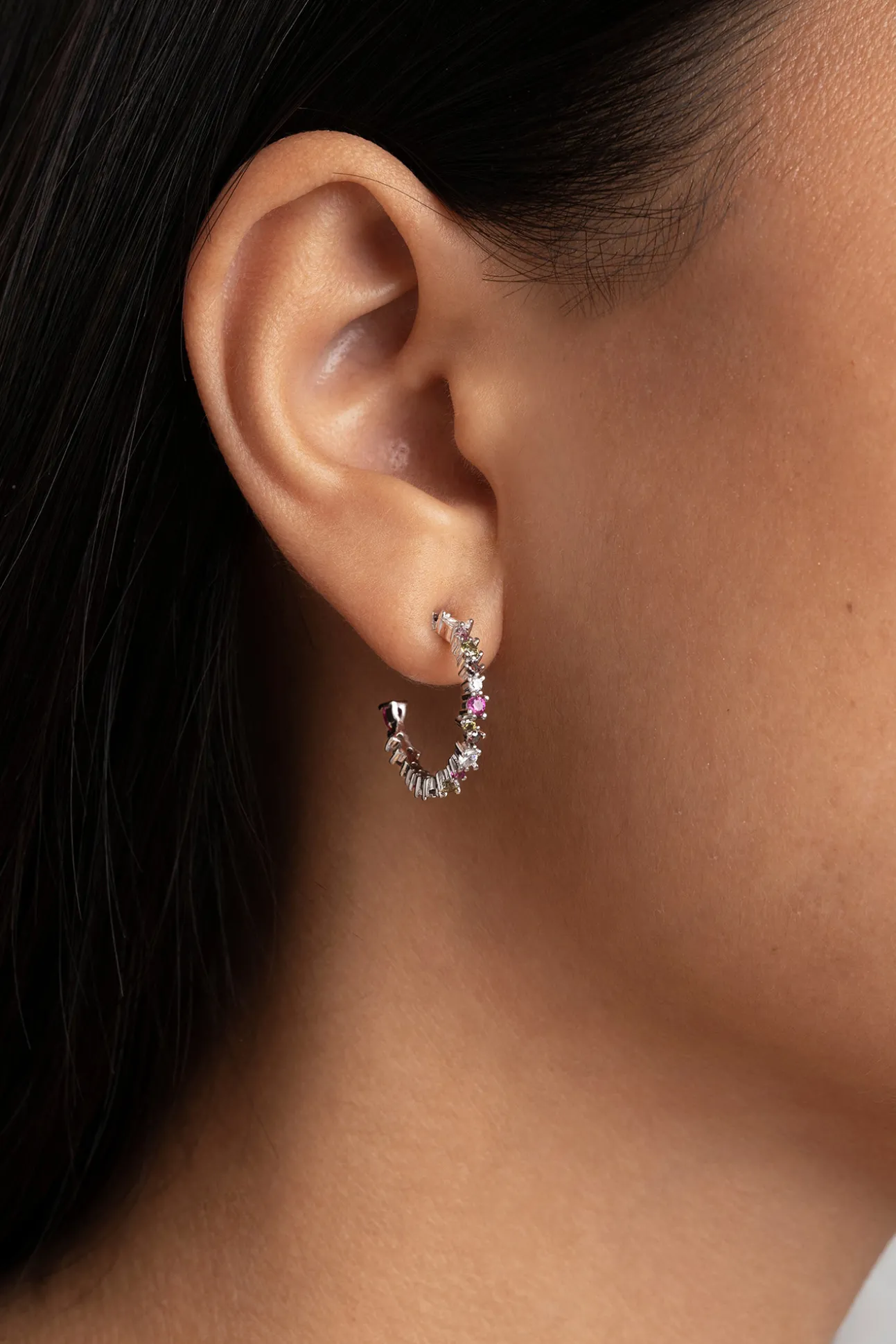 Pendientes Aro Estellar Colors Plata