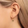 Pendientes Aro Star Black Enamel Oro