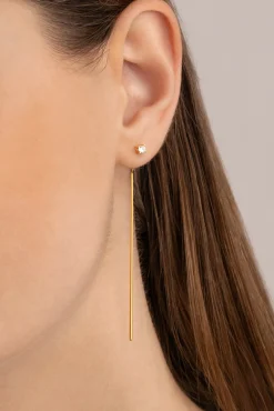 Pendientes Falling Stick Spark Plata Baño Oro