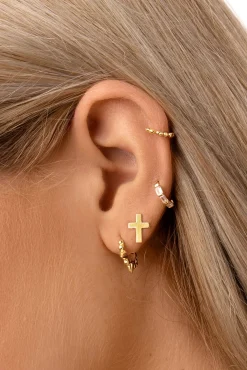 Pendientes Single Rolling Plata Baño Oro