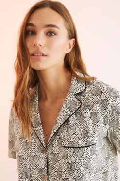 Pijama Camisero 100% Algodon Estampado Geometrico