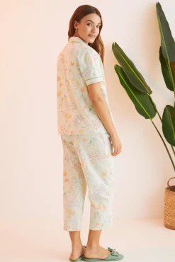 Pijama Camisero 100% Algodon Verde Flores