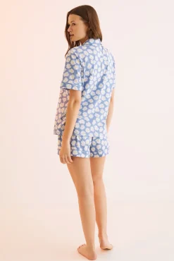 Pijama Camisero Corto 100% Algodon Snoopy Flores
