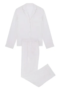Pijama Camisero Largo Jacquard Blanco