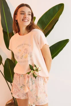 Pijama Corto 100% Algodon Flores
