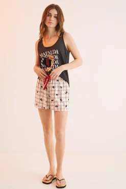 Pijama Corto 100% Algodon Mafalda Negro