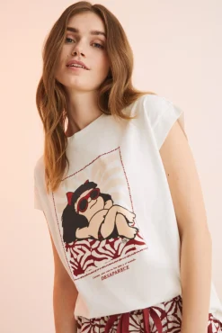 Pijama Corto 100% Algodon Mafalda Blanco