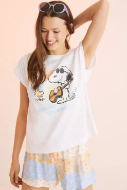 Pijama Corto 100% Algodon Snoopy Hippie