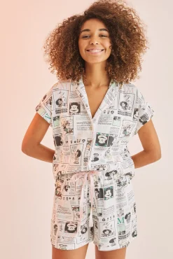 Pijama Corto Camisero Algodon Mafalda