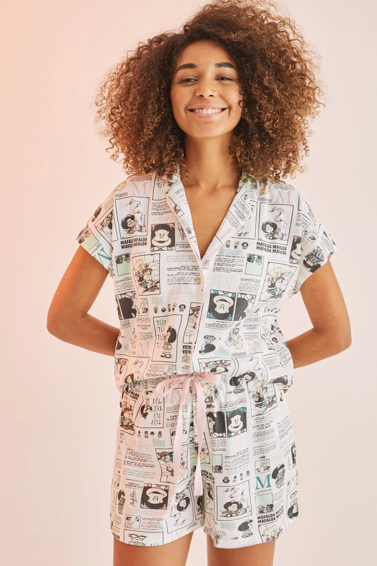 Pijama Corto Camisero Algodon Mafalda