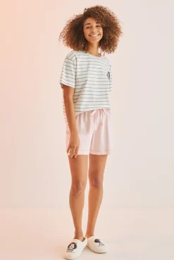 Pijama Corto Rayas Mafalda Rosa