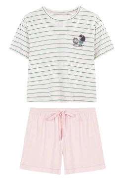 Pijama Corto Rayas Mafalda Rosa