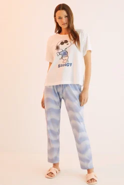 Pijama Largo 100% Algodon Snoopy Estampado