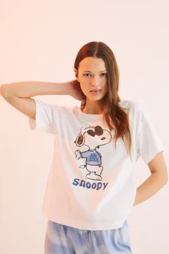 Pijama Largo 100% Algodon Snoopy Estampado