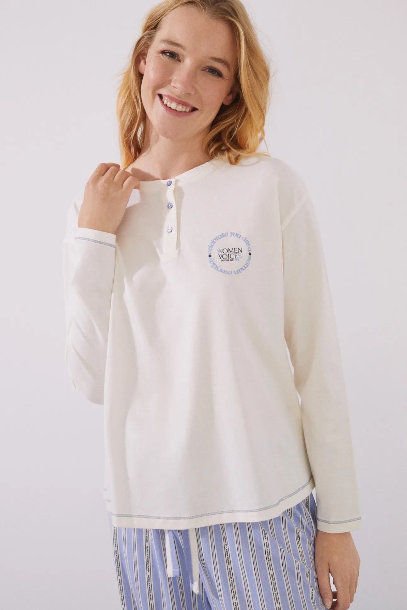 Pijama Largo 100% Algodon Women Voices