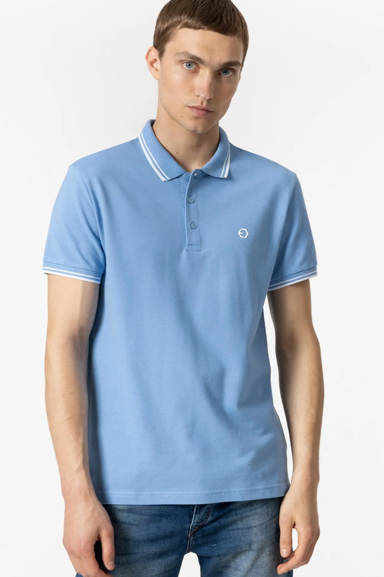 Polo Pique Con Detalle Rayas