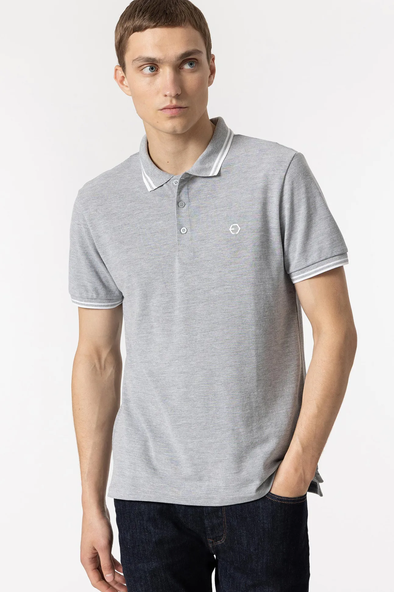 Polo Pique Con Detalle Rayas