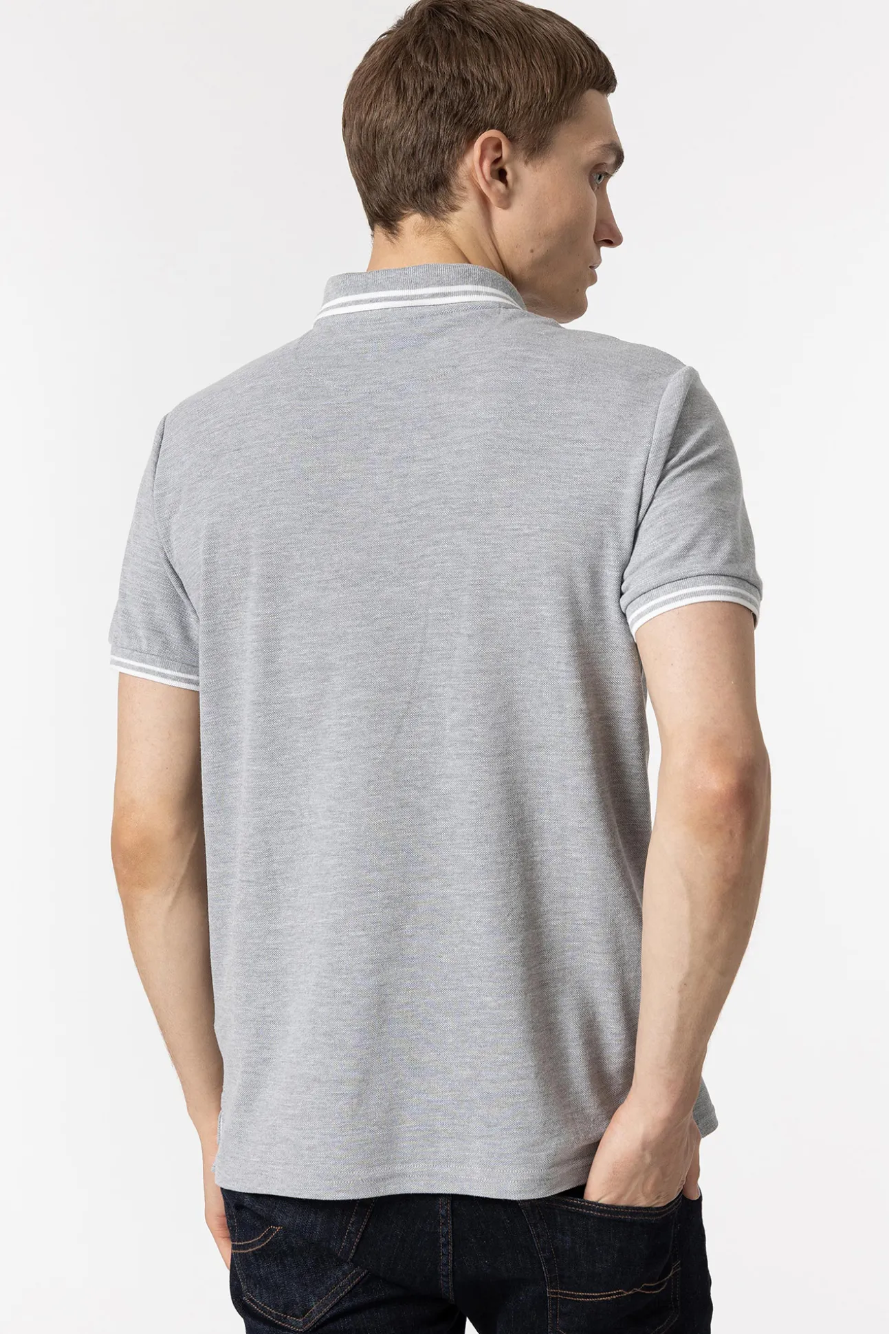 Polo Pique Con Detalle Rayas