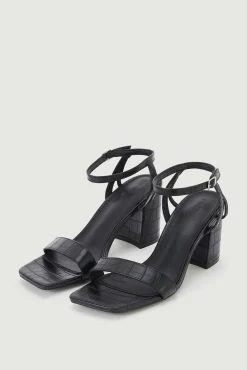 Sandalias De Tacon Efecto Cocodrilo