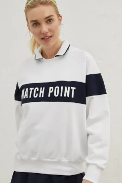 Sudadera Blanca Algodon Cuello Felpa