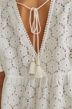 Vestido Corto 100% Algodon Bordado