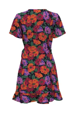 Vestido Corto Cruzado De Manga Corta