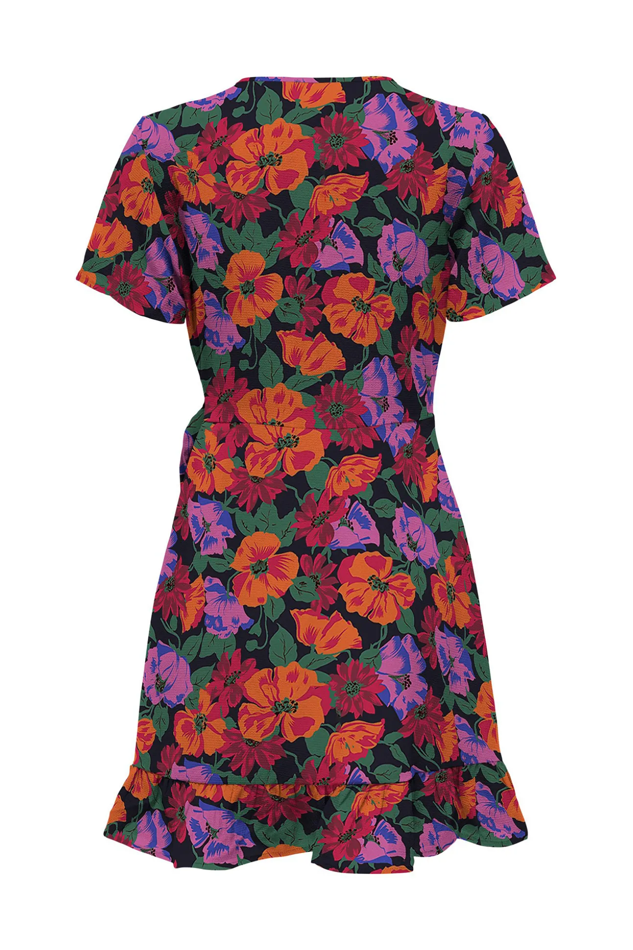Vestido Corto Cruzado De Manga Corta
