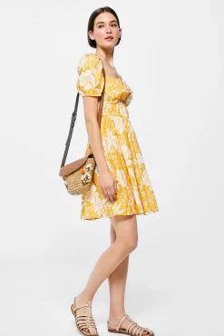 Vestido Corto Estampado Lino Algodon
