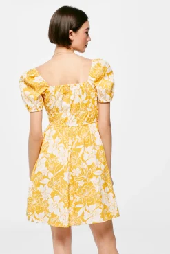 Vestido Corto Estampado Lino Algodon