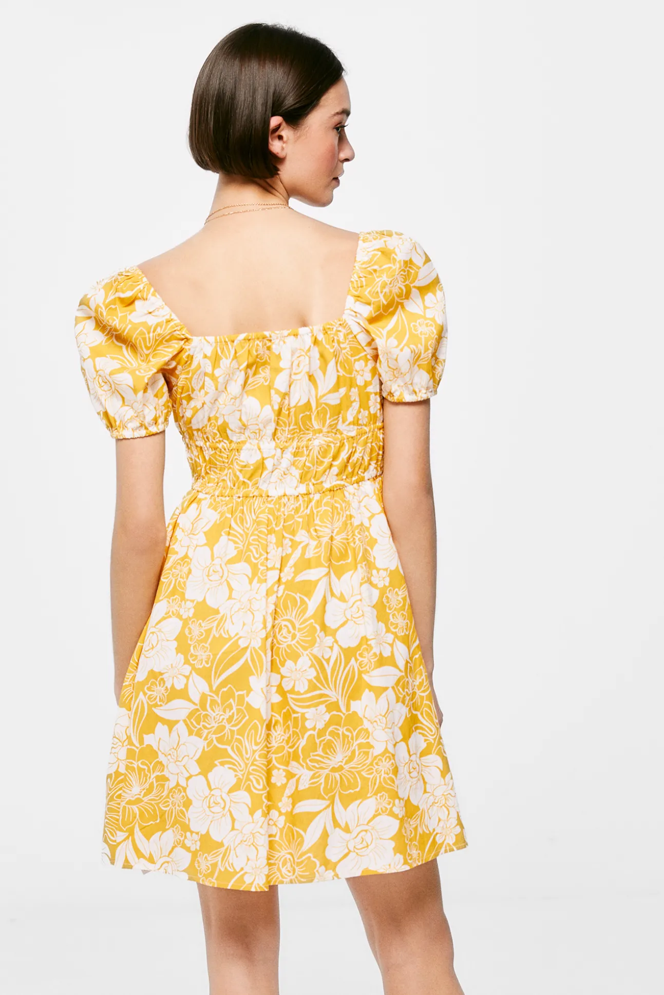 Vestido Corto Estampado Lino Algodon