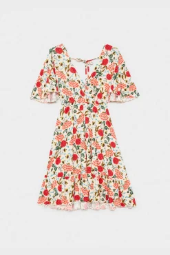 Vestido Corto Print Escote Cru
