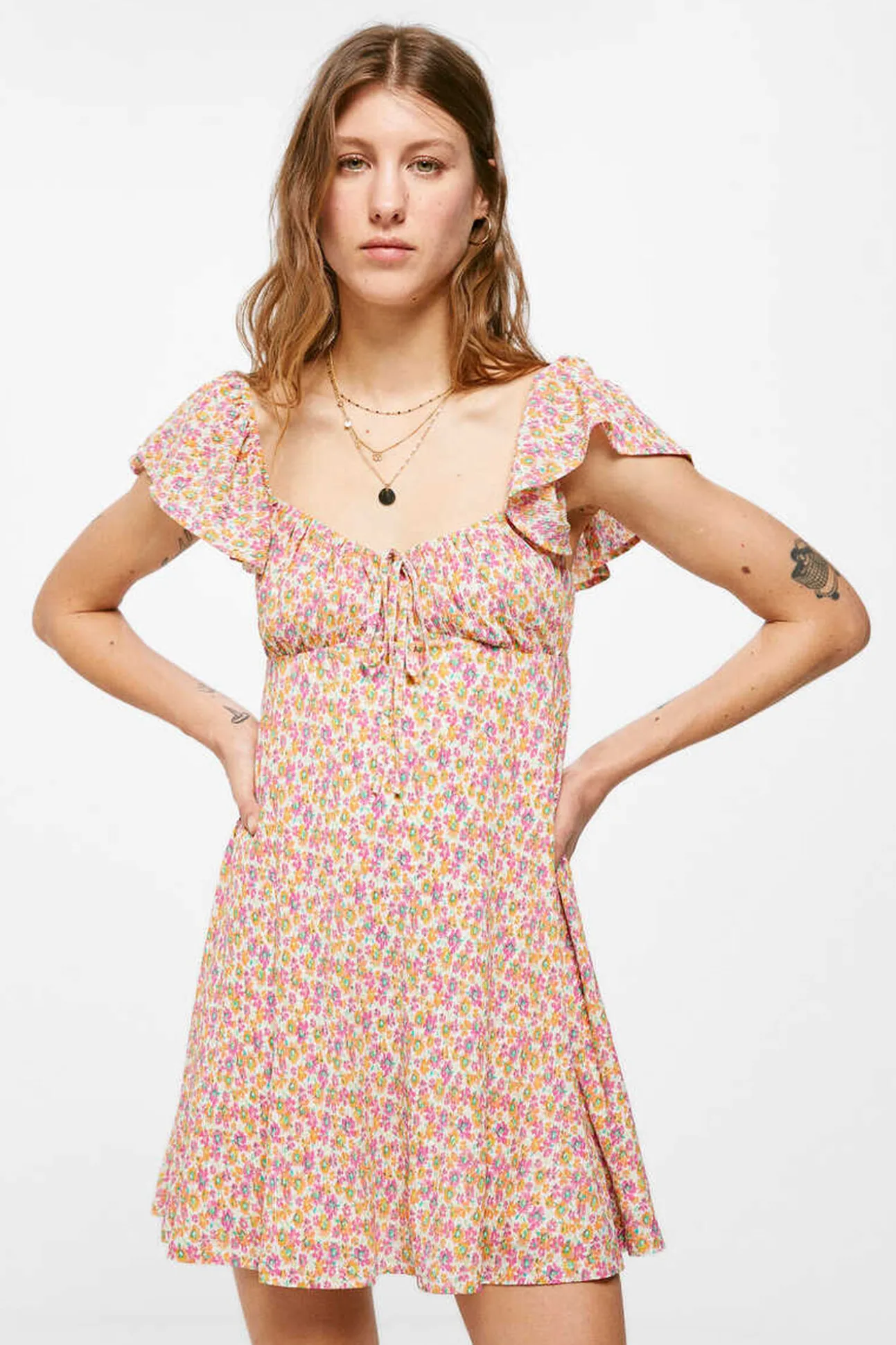 Vestido Corto Tirante Volante
