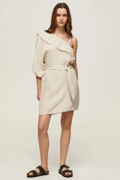 Vestido De Lino Asimetrico.