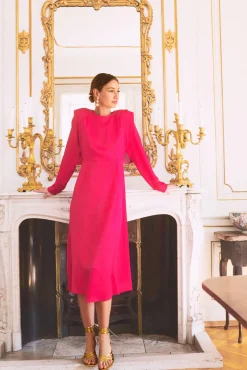 Vestido De Manga Larga Con Abertura En Espalda
