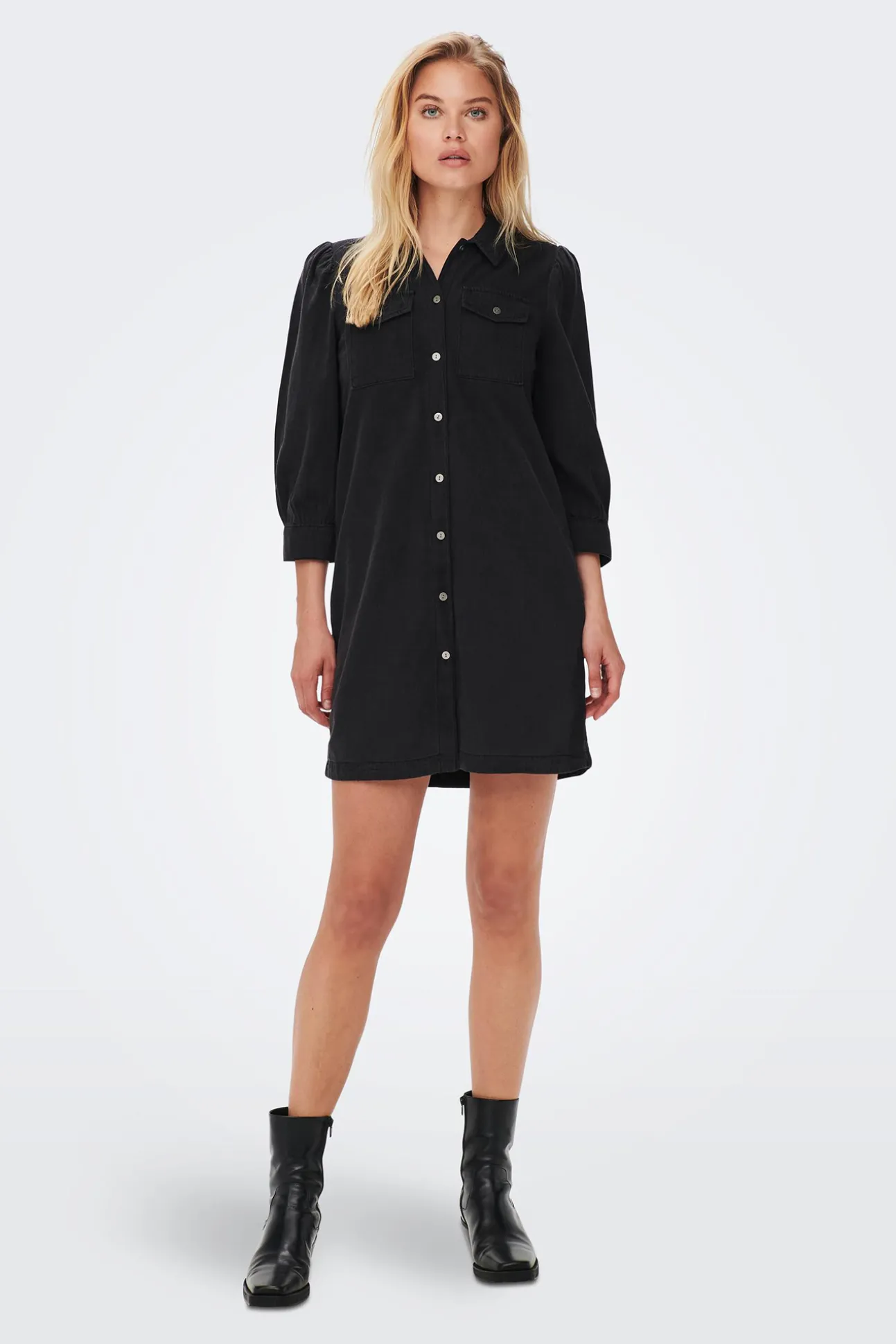 Vestido Denim Manga Larga