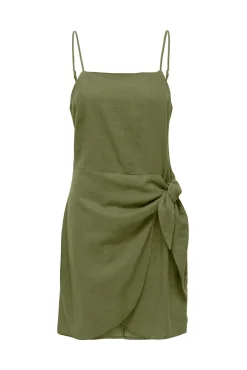 Vestido Detalle Lazo Con Lino