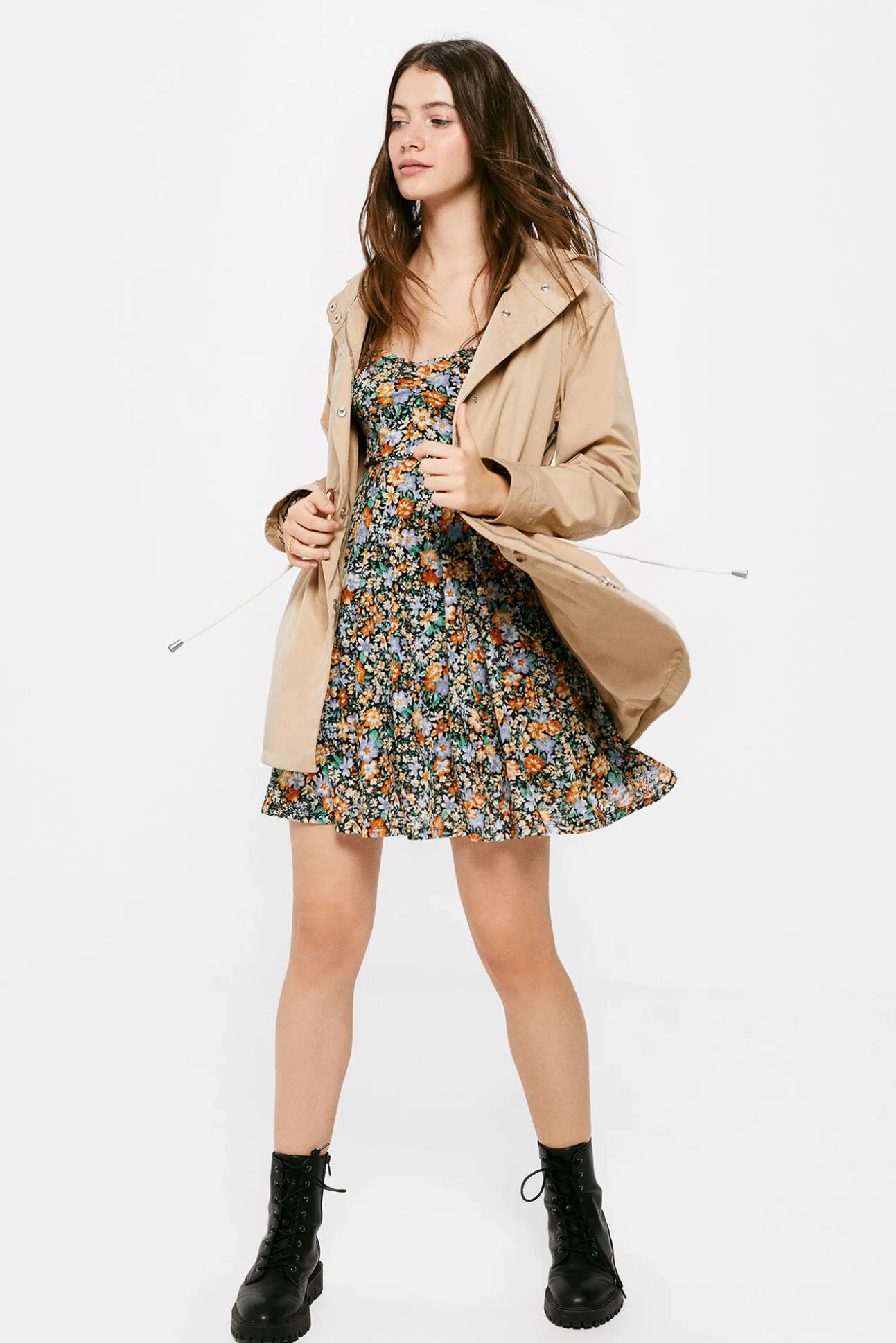 Vestido Escote Corazon Estampado