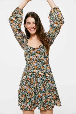 Vestido Escote Corazon Estampado
