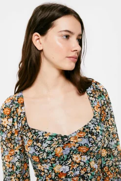 Vestido Escote Corazon Estampado
