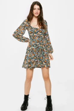 Vestido Escote Corazon Estampado