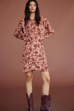 Vestido Estampado Manga Larga