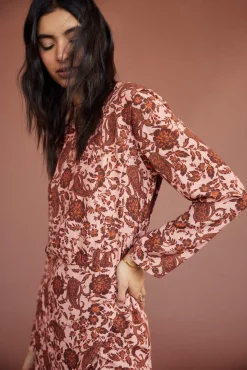 Vestido Estampado Manga Larga