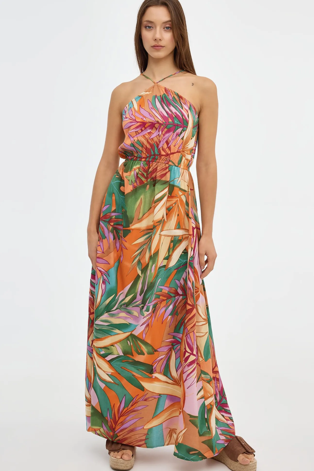 Vestido Largo Halter Print