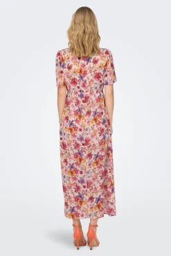 Vestido Largo Manga Corta Estampado